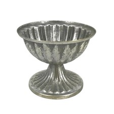 Metal Vase with Ribbed Exterior Fluted Urn Decorative for Centerpiece, Weddings