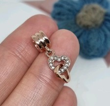 NUOVO ciondolo pendente originale Pandora oro rosa cuori ad incastro 💕 ALE R
