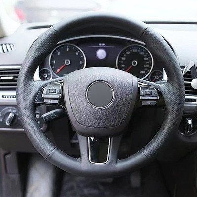 Alcantera Steering Wheel Cover Wrap Genuine Leather for VOLKSWAGEN VW TOUAREG