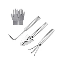3-Piece Stainless Steel Garden Tools Set with Gloves- Shovel, Rake, Weeder for 