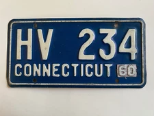 1960 Connecticut License Plate Metal Year Tab on 1957 base All Original
