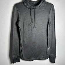 Reebok Women's Black Heathered Hoodie Thumbholes Athleisure Activewear Size S