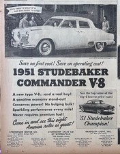 1951 Newspaper Ad For Studebaker - Commander V-8 Your Thrifty One For 51 1951 Newspaper Ad For Studebaker - Commander V-8 Your Thrifty One For 51