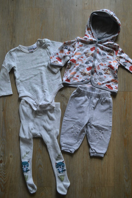 4 teiliges Set für Baby Junge Gr. 62/68 Jacke, Hose, Body Strumpfh. Looney Tunes