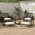 5pcs Patio Furniture Set Outdoor Rattan Furniture with Table for Garden Yard