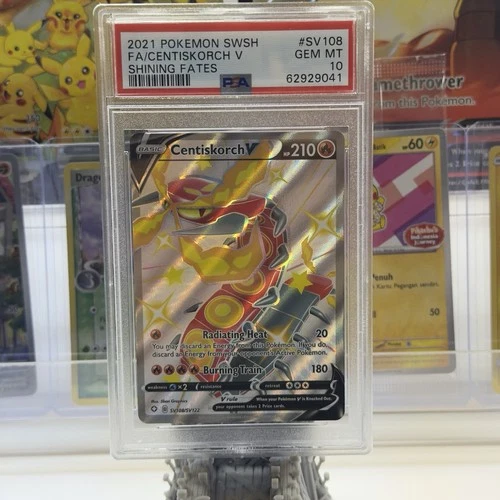 PSA 10 - 2021 POKEMON SWORD & SHIELD SHINING FATES SV108 SHINY CENTISKORCH V