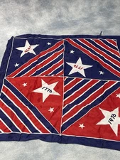 USA SCARF 1976 BICENTENNIAL Red White & Blue Stars Patriotic 23"x 23"  VTG