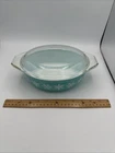 Vintage Pyrex Mint Turquoise Blue 1 1/2 Qt #043 Snowflake Casserole Dish w/ Lid