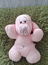 RARE VINTAGE EURO PLAY ? PUFFALUMP STYLE NYLON PUFFY PINK DOG PUPPY COMFORTER 