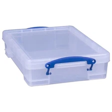 Really Useful Box 4C Plastic Stackable Storage Container with Snap Lid and Bu...