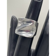 Sterling Silver Vintage 925 Modernist Wide Ring 14g Size 5.5