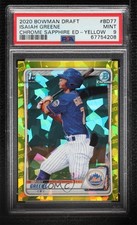 2020 Bowman Chrome Draft Sapphire Edition Yellow 97/99 Isaiah Greene PSA 9 0i87