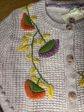 27 NWT Sundance Catalog Lilac Embroidered Floral Blooms Cardigan Sweater 168 L