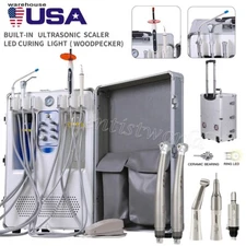 Portable Dental Delivery Unit Rolling Box with Air Compressor /LED Handpiece Kit