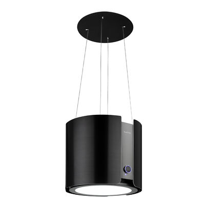 Inselabzugshaube Dunstabzugshaube Abluft Ø45cm Umluft 402m³/h Edelstahl schwarz