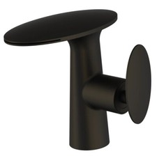 BLACK bathroom basin sink waterfall Oval faucet mixer tap New deck mounted Tap