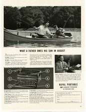 1941 Royal Portable Typewriter Father son fishing Cortez Peters Vintage Print Ad
