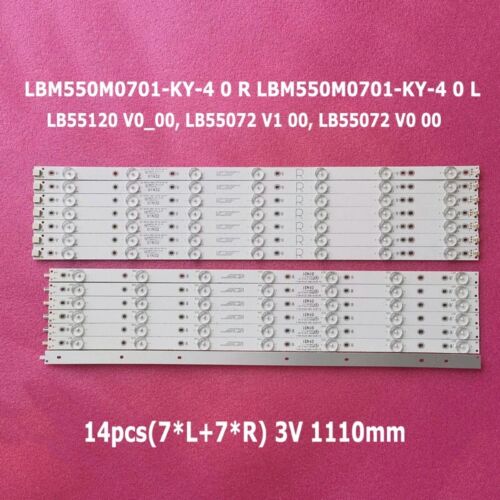 14 Stk. LED-Leisten für NS-55DR620NA18 LB55120 V0_00 LB55072 GJ-2K16-550-D714-V4 - Afbeelding 1 van 8