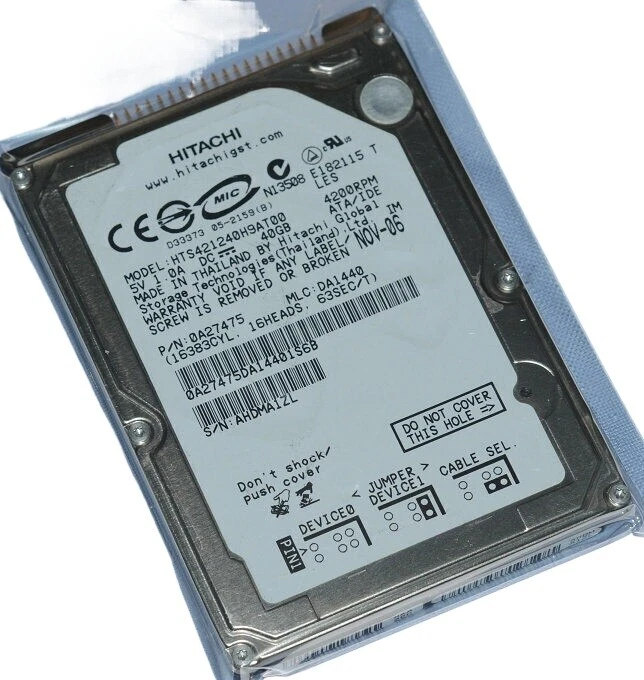 HTS421240H9AT00 MLC DA1440 Hitachi 40GB IDE 2.5 Hard Drive - Image 3 of 4