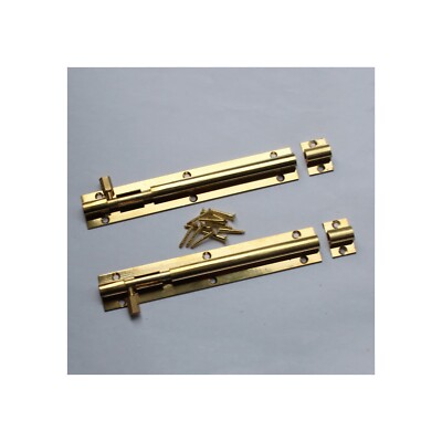 2 x Massiv Messing Fassbolzen 6'' (150 mm) inkl. Schrauben Türriegel Fang DOPPELPACK