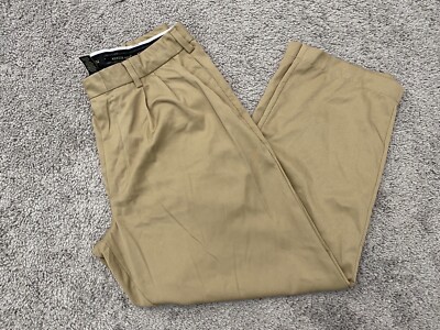 Austin Golf Pants Men 36 X 30 Pleated Khaki Polyester