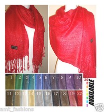 Plain Colour Shiny Shimmer Glitter Sparkly Scarf Hijab Shawl Wrap Wedding Bridal