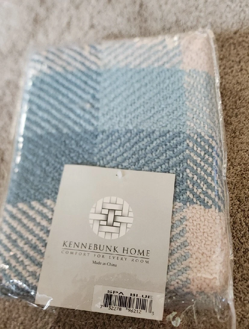 Kennebunk Weavers Afghan Blanket Throw Multicolor Blue and Cream