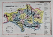 OLD ANTIQUE MAP DORSETSHIRE DORSET  by ODDY c1812 ENGRAVING ORIGINAL HAND COLOUR