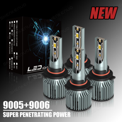 CHUSYYRAY 4-Pack 9005+9006 LED Bulbs – Super Bright 9600 Lumens, 6500K Cool White, CANbus (Fit 12V/24V)-1385208