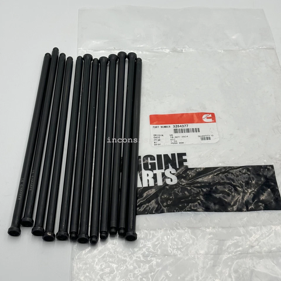 Tubo de varilla de empuje de válvula de 12 piezas compatible con 89-98 5,9 L Cummins 12 V 3284377 NUEVO envío gratuito Foto 3 de 4