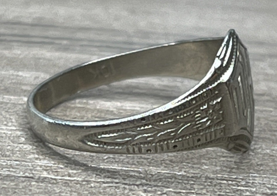 Antique c1910s 10k Solid White Gold Monogrammed D… - image 6