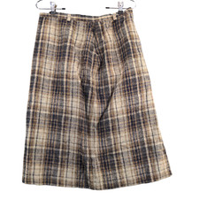 Century Boston Women's A-Line Midi Skirt Multi 14 Plaid Slit Pure Wool Vintage