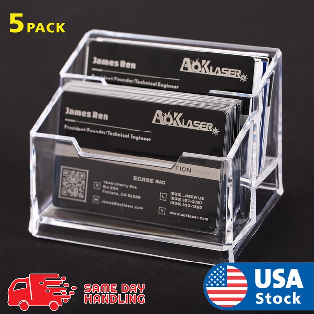 5pack Acrylic 2 Tier Business ID Card Desk Stand Holder Desktop Office