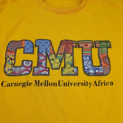 Carnegie Mellon University Africa T Shirt Mens Large Short Sleeve Yellow Floral - Picture 2 of 5