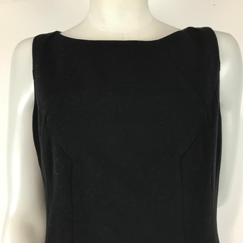 Cue in the City Dress Black Size 10 Pencil Boat Neck Sleeveless Corporate - Picture 2 of 13