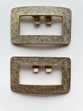 VINTAGE Jewelry MID CENTURY GOLD TONE SHOE BUCKLES SIGNED TIPTOE BEAUTIFUL SET!