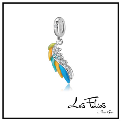 Charm Feder Papagei 925 Silber - Les Folies 