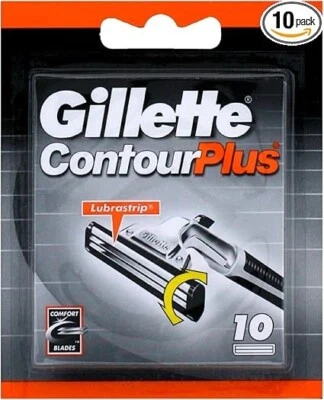 Gillette Contour Plus Men’s Razor Blades 10 Refills with lubrastrip fast shave