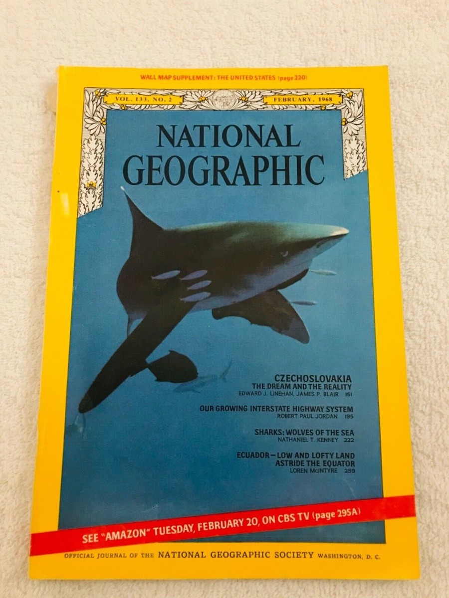 National Geographic February 1968 Czecholovakia Ecuador Shark (w