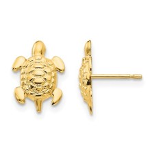 14k Yellow Gold Turtle Stud Earrings for Women 0.32gm L-11mm, W-8mm