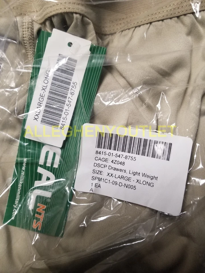 Milliken ECWCS Gen 3 Lvl 1 Lightweight Drawers Underwear Bottom Sand 2XL/XL NWT - Image 4 of 4