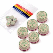 CUESOUL Billiard Cue Tips 6pcs 14mm Pigskin 8 Layer Pool Cue Tips Grey-Soft