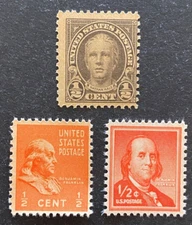 US Stamps, Scott 1/2c Issues Scott #551, 803 & 1030. Very fresh. Mint & VLH, NH