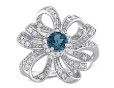 1.00 Carat ctw London Blue Topaz White Topaz Ring Sterling Silver