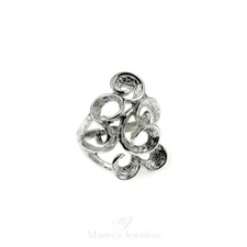 925 Sterling Silver Textured Scroll Free Form Ring