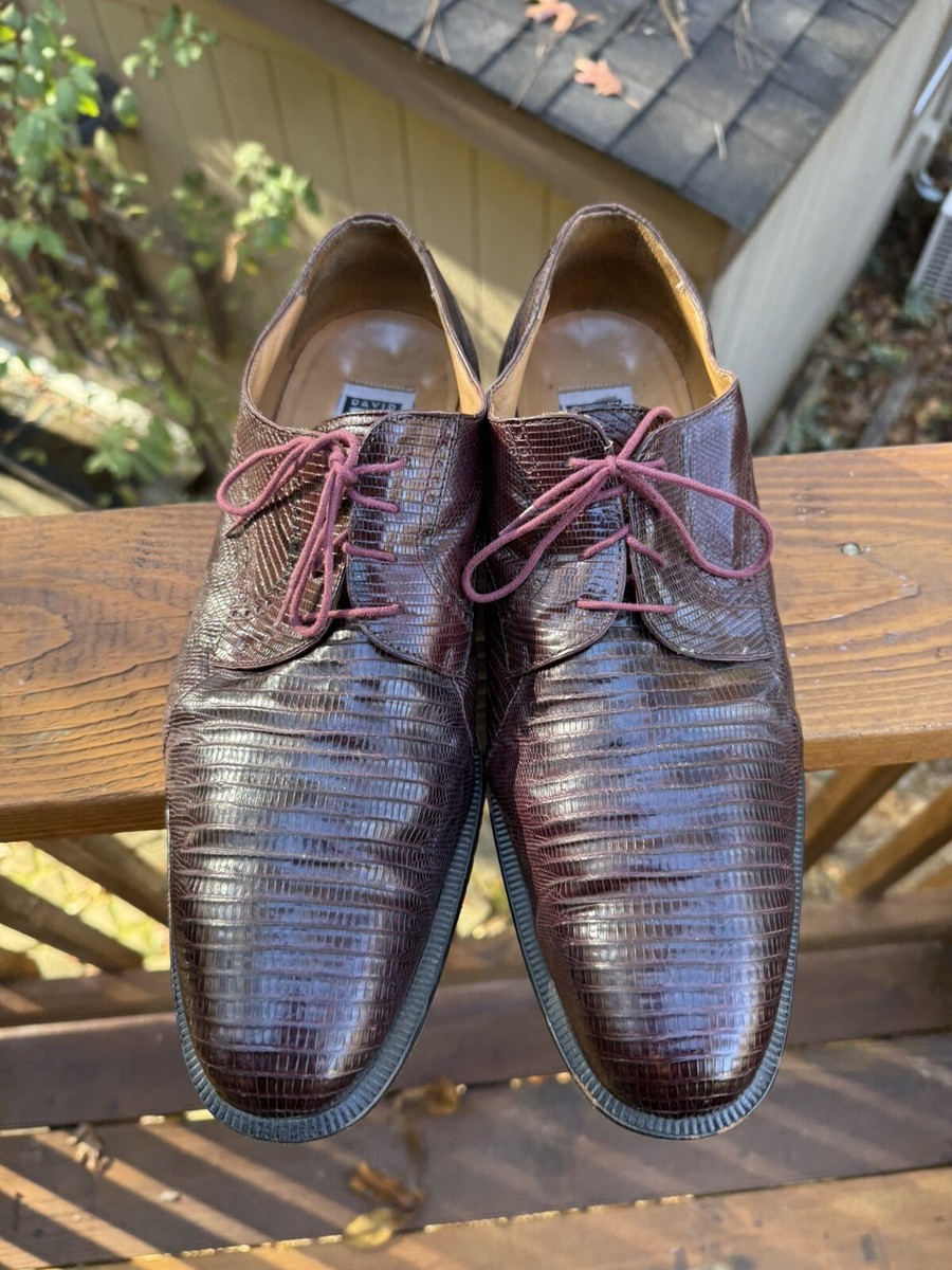 David Eden Reddish Brown Lizard Mens Lace-Up Derby Dress  display picture 3