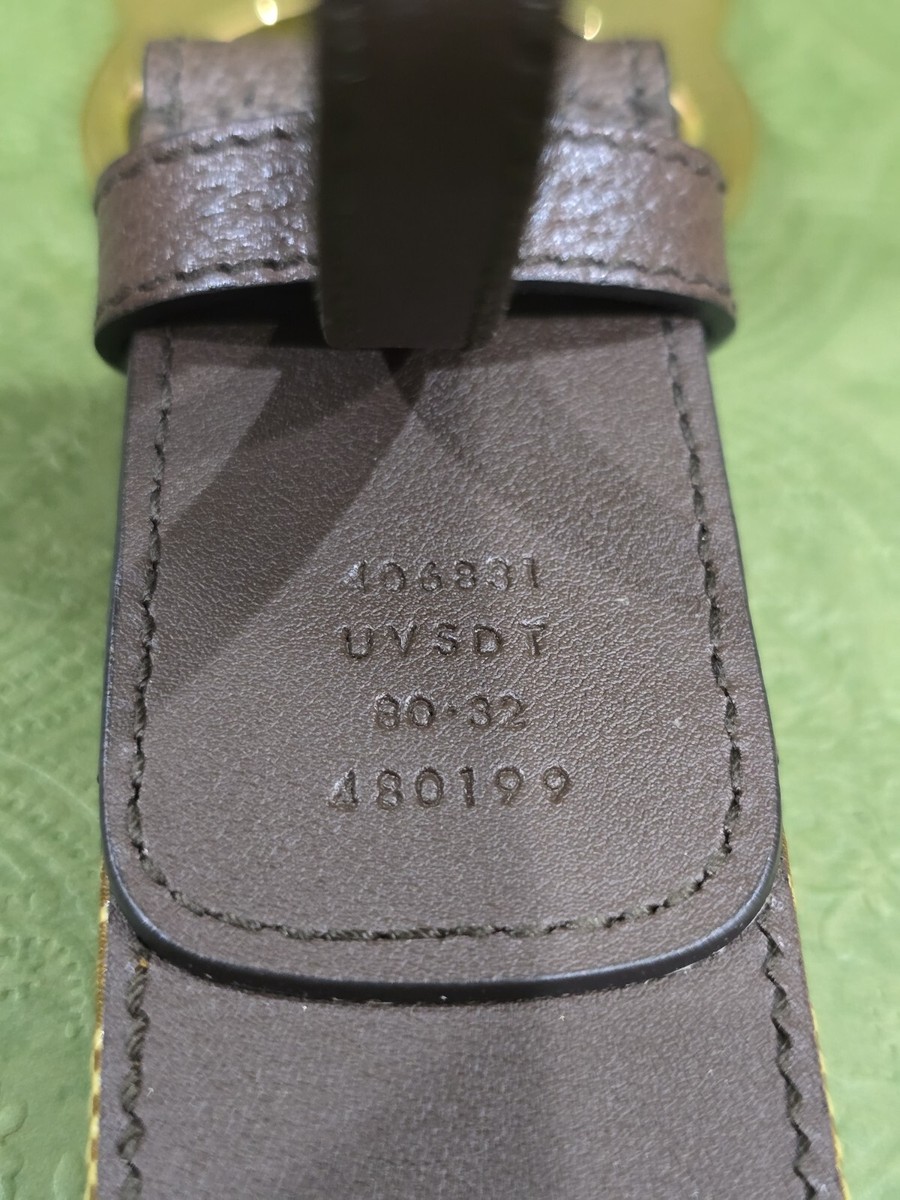 GUCCI ベルト 80/32 Gucci x Adidas Belt 80 32 GG Marmont Buckle Brown Leather Supreme