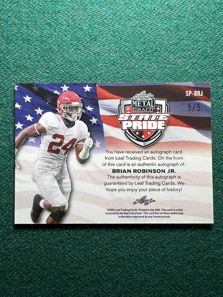 2022 Leaf Metal Brian Robinson Jr. Rookie Auto State Pride Snake Mojo 5/5 RC WOW - Image 2 of 3