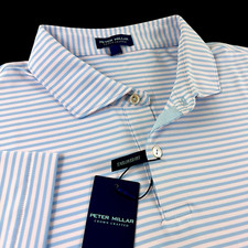 Peter Millar Crown Comfort Performance Striped Blue Pink Polo Shirt 2XL 120