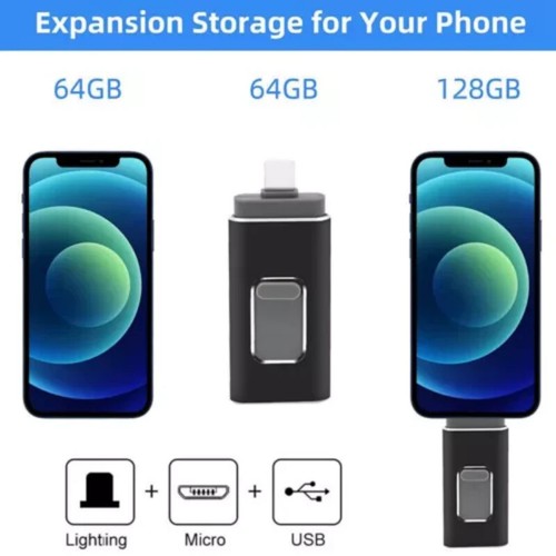 2TB 1TB 3in1 USB 3.0 Flash Drive Memory Photo Stick Pen For iPhone iPad Android - Afbeelding 4 van 13